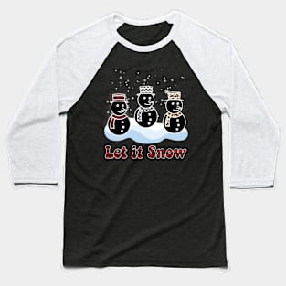 Let It Snow Snowman Winter Scarf Snowflake Baseball T-Shirt